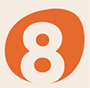 A small orange number 8 graphic
