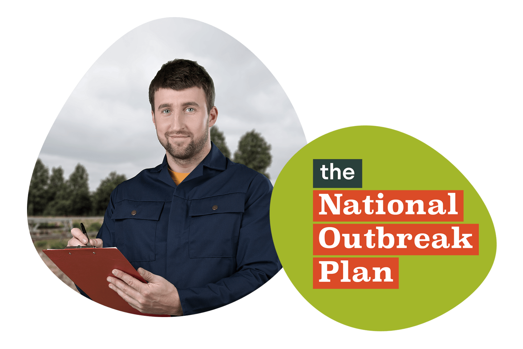 Farmer with National Outbreak Plan logo