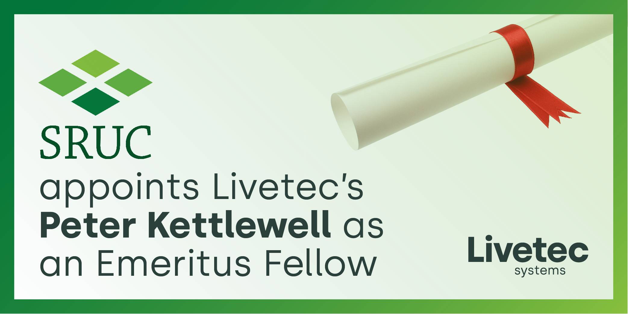 SRUC appoints Livetec’s Peter Kettlewell as an Emeritus Fellow